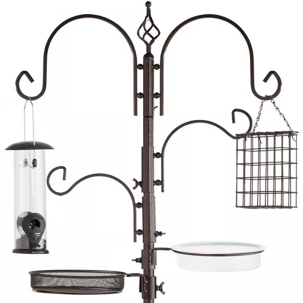 Complete Bird Feeder Set with Bronze Metal Stand Suet Water Bowl Tube and Tray LuxuryLifeWay Online Store