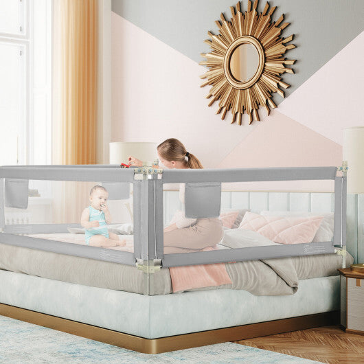 76.8  Inch Baby Bed Rail with Double Safety Child Lock-Gray LuxuryLifeWay Online Store
