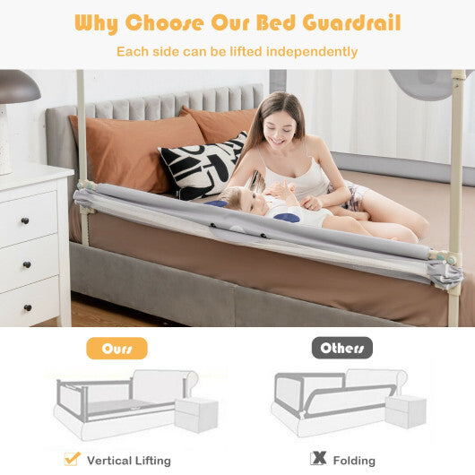 Vertical Lifting Baby Bedrail Guard with Lock-Gray LuxuryLifeWay Online Store