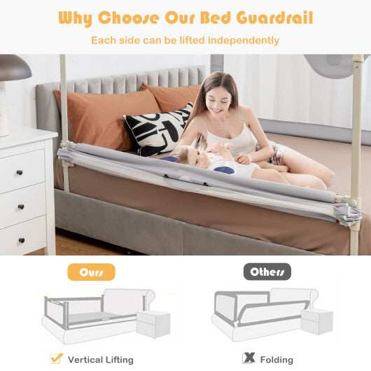 Vertical Lifting Baby Bedrail Guard with Lock-Gray LuxuryLifeWay Online Store