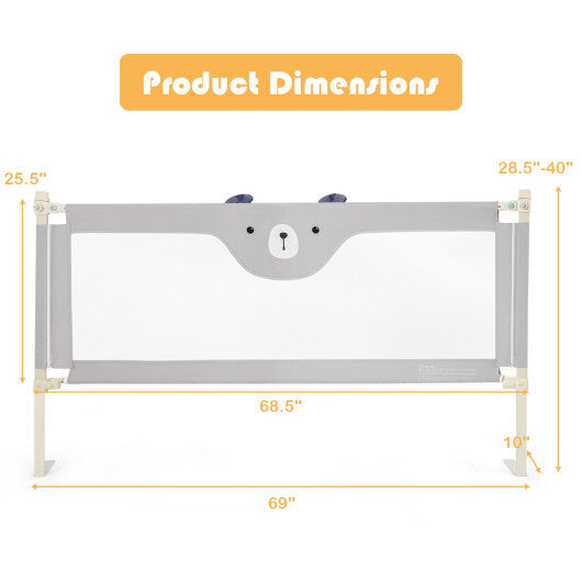 Vertical Lifting Baby Bedrail Guard with Lock-Gray LuxuryLifeWay Online Store