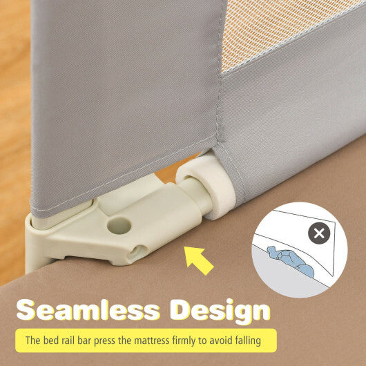 69.5 Inches Toddler Bedrail with Anti-Collision Cotton and Side Pocket-Gray - Color: Gray LuxuryLifeWay Online Store