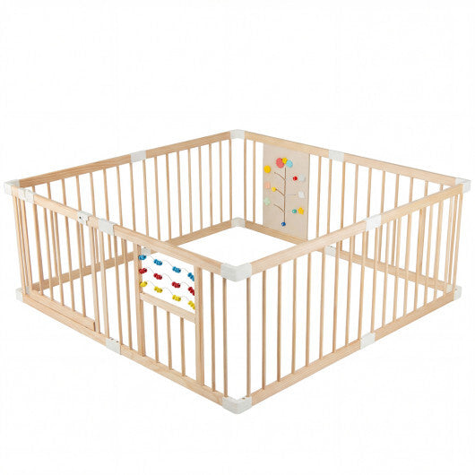 Wooden Baby Playpen Adjustable Large Play Yard for Infants-Natural LuxuryLifeWay Online Store