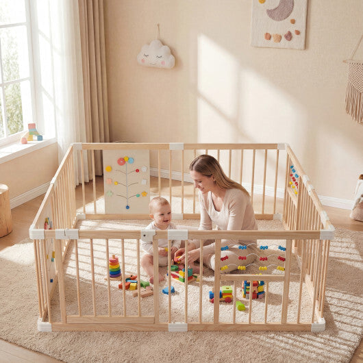 Wooden Baby Playpen Adjustable Large Play Yard for Infants-Natural LuxuryLifeWay Online Store