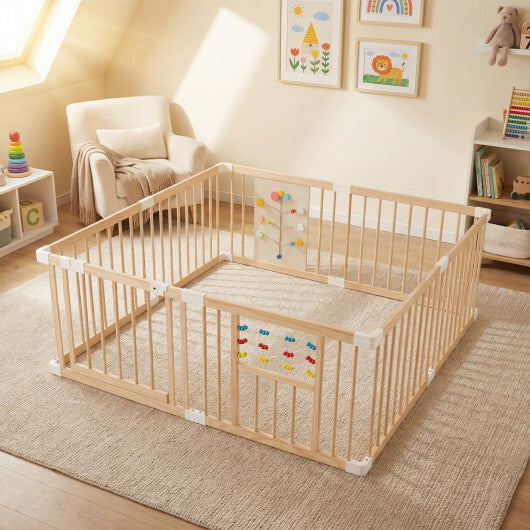 Wooden Baby Playpen Adjustable Large Play Yard for Infants-Natural LuxuryLifeWay Online Store