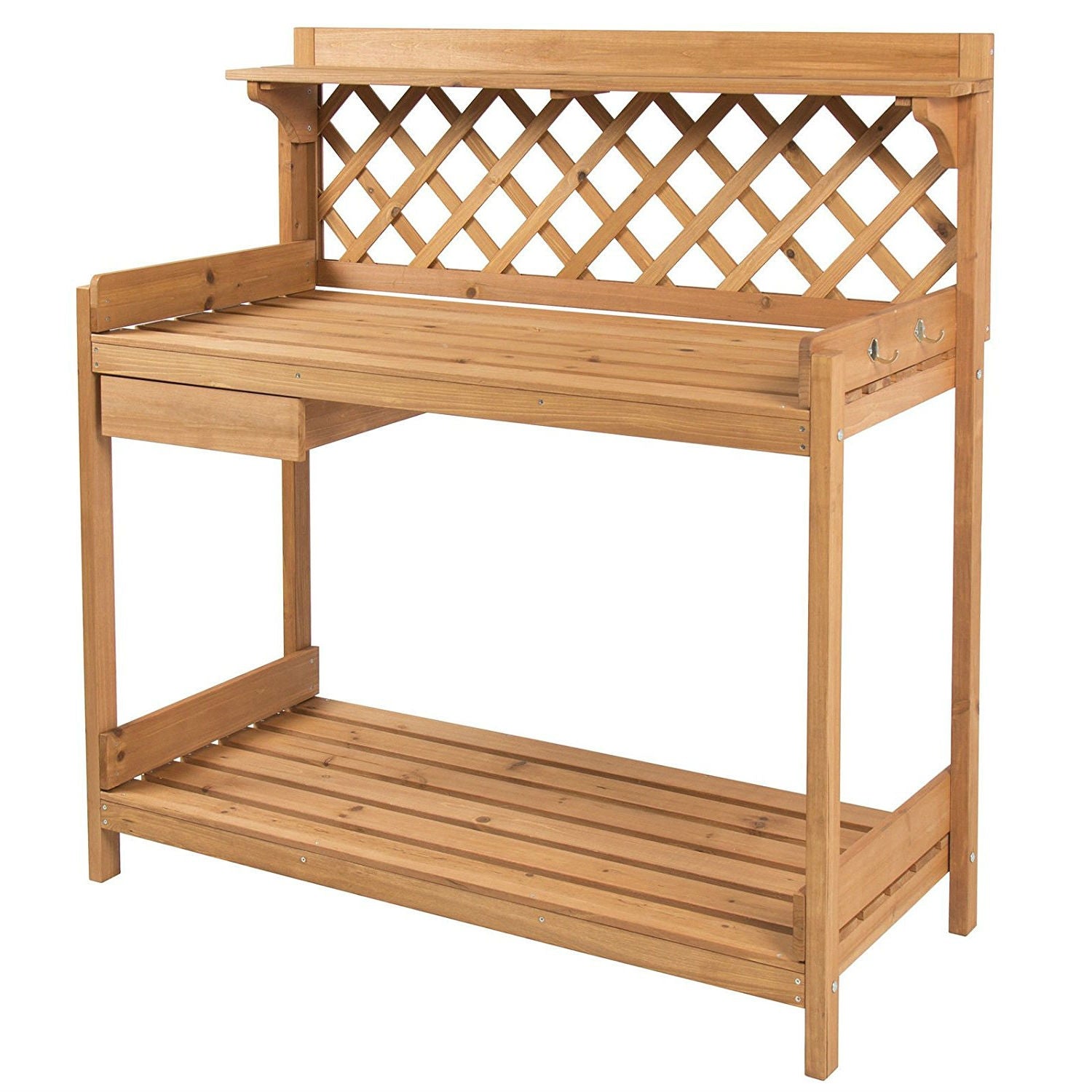Solid Wood Garden Work Table Potting Bench in Natural Finish LuxuryLifeWay Online Store
