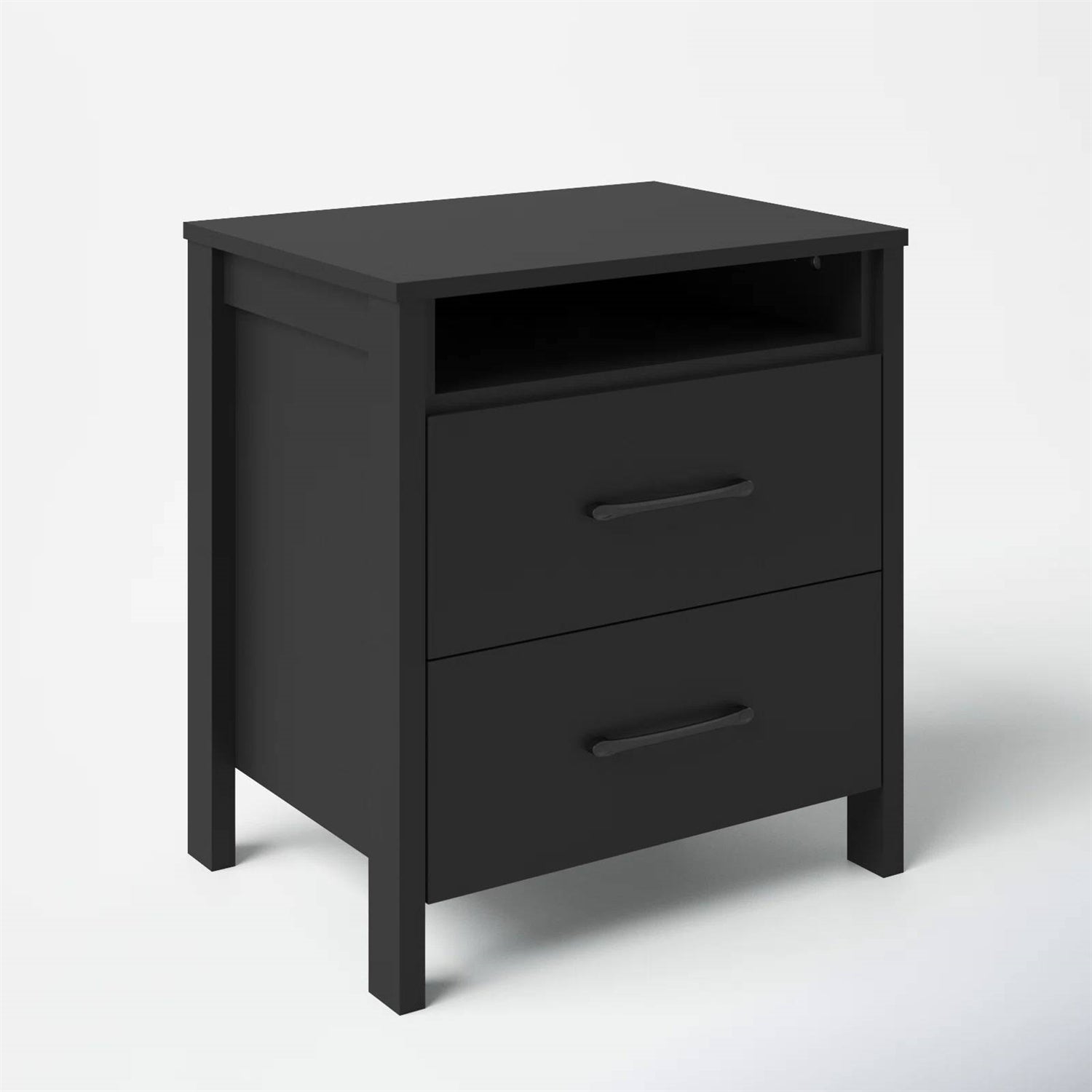 Modern 2-Drawer Nightstand Bedside Table in Black Wood Finish LuxuryLifeWay Online Store