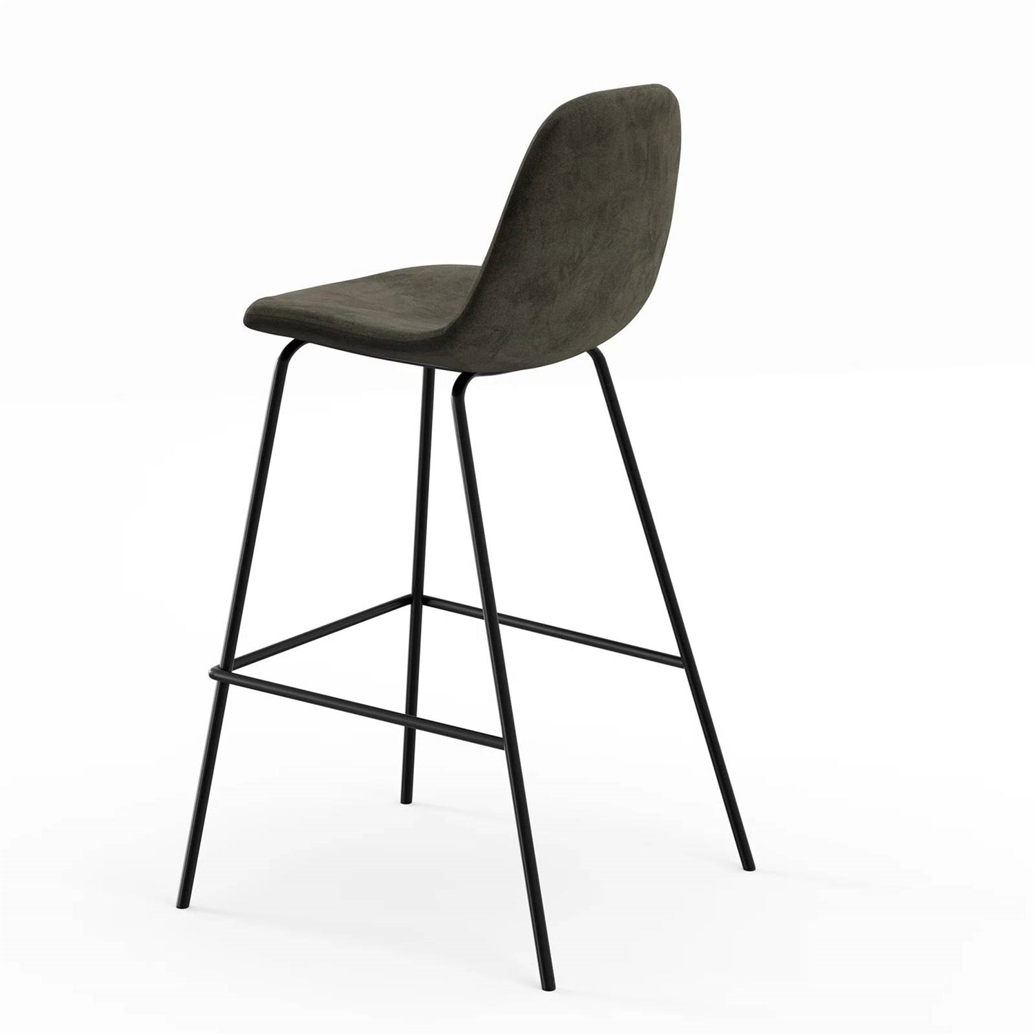 Set of 2 - Modern Counter Height Barstool with Low Back Dark Grey Fabric Seat LuxuryLifeWay Online Store