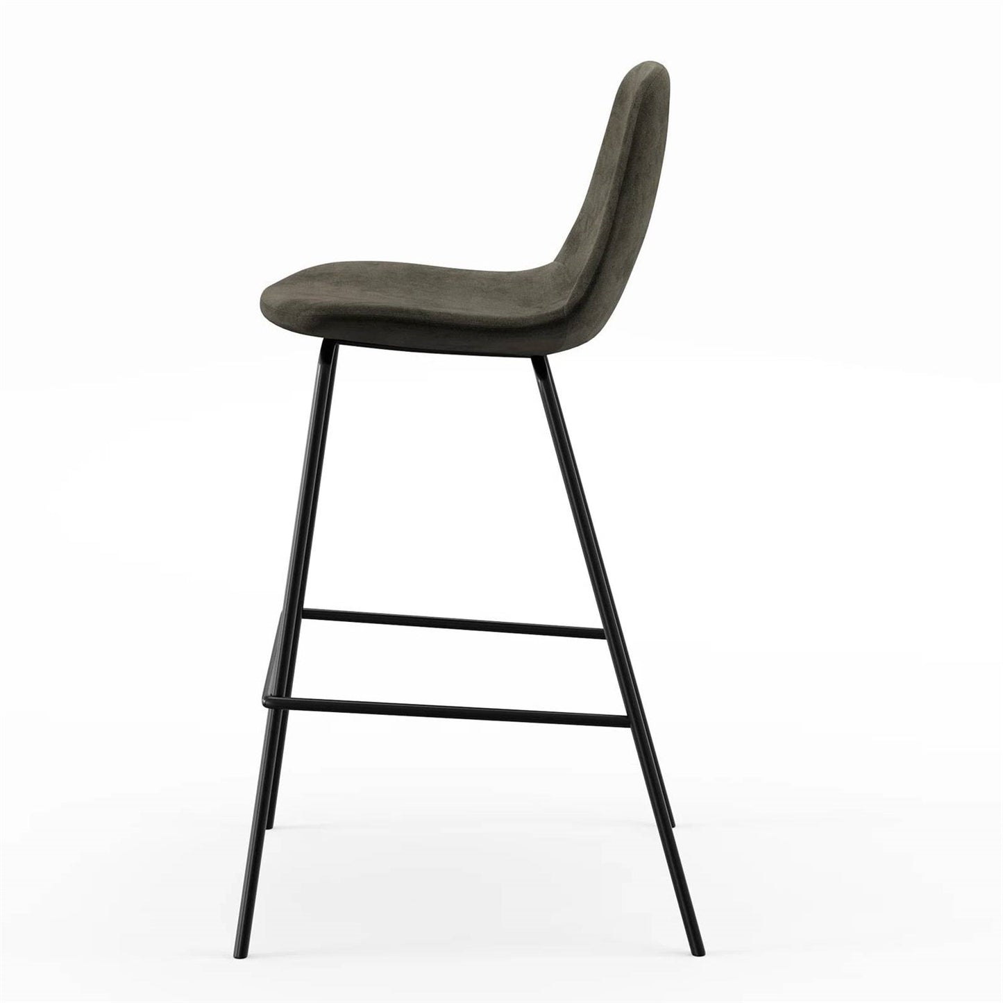 Set of 2 - Modern Counter Height Barstool with Low Back Dark Grey Fabric Seat LuxuryLifeWay Online Store