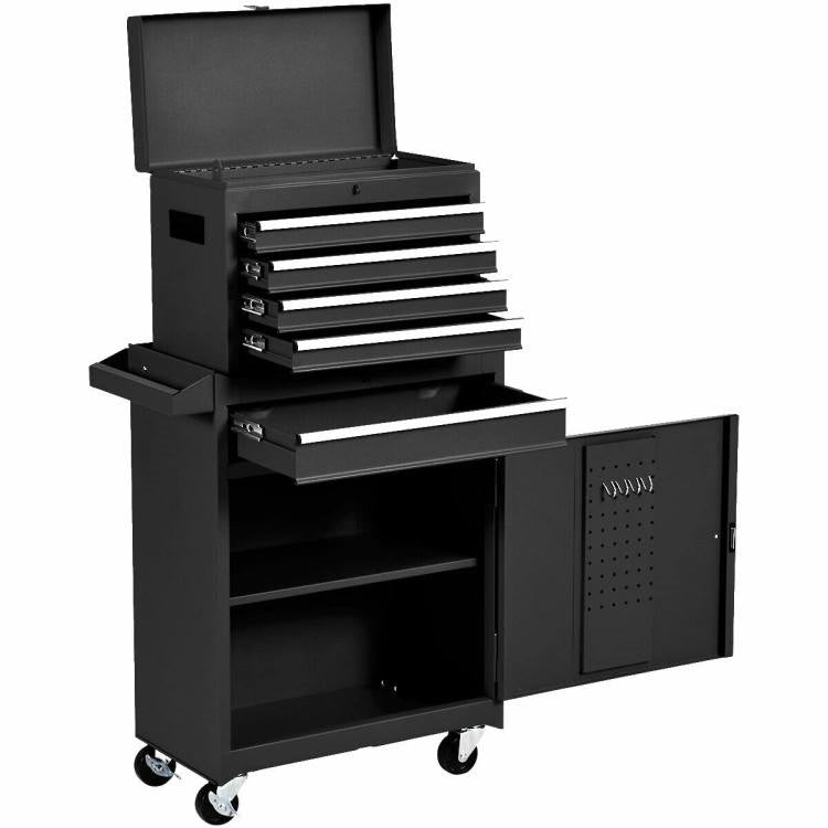 Black Heavy Duty Steel Lockable Rolling Garage Tool Chest Mobile Storage Cart LuxuryLifeWay Online Store