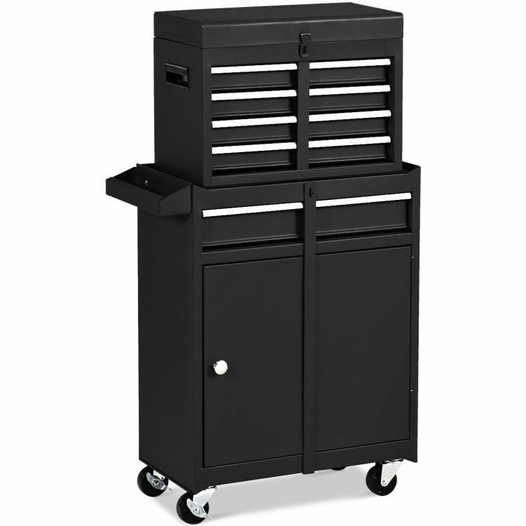 Black Heavy Duty Steel Lockable Rolling Garage Tool Chest Mobile Storage Cart LuxuryLifeWay Online Store