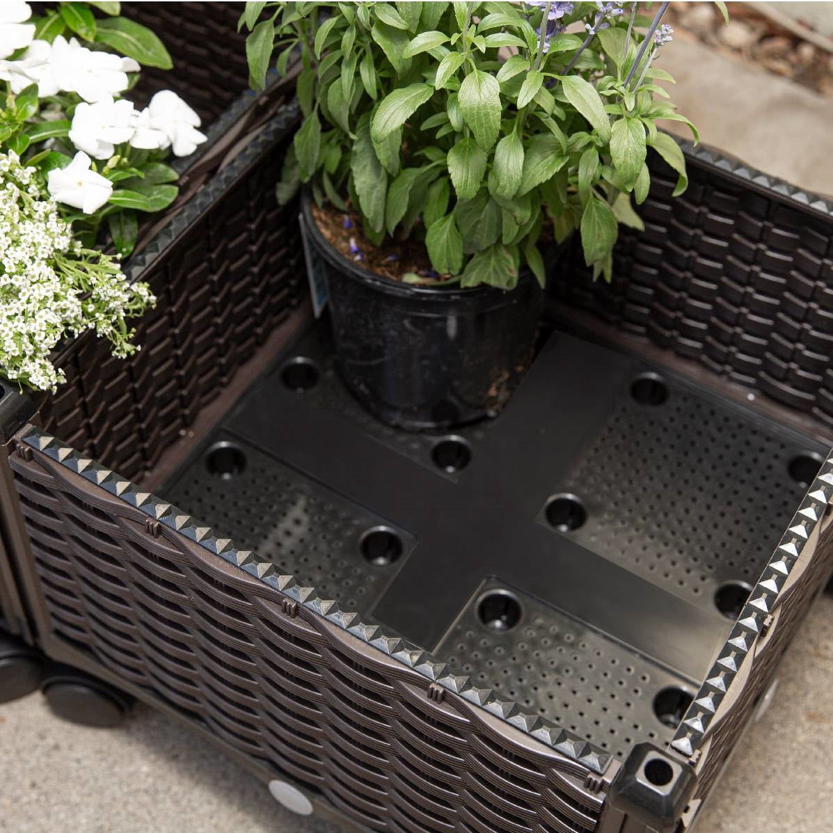 Modern 2-Piece Indoor Outdoor Raised Garden Planter Box on Wheels in PP Rattan LuxuryLifeWay Online Store