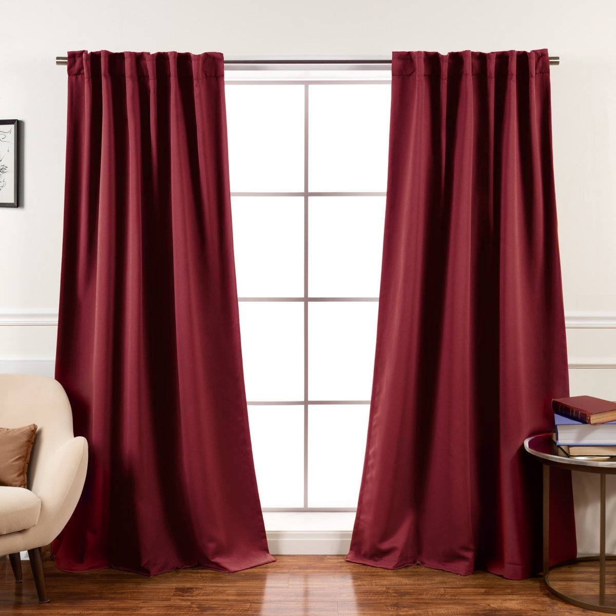 52 x 96 inch Solid Burgundy Red Thermal Blackout Curtain Panels - Set of 2 LuxuryLifeWay Online Store