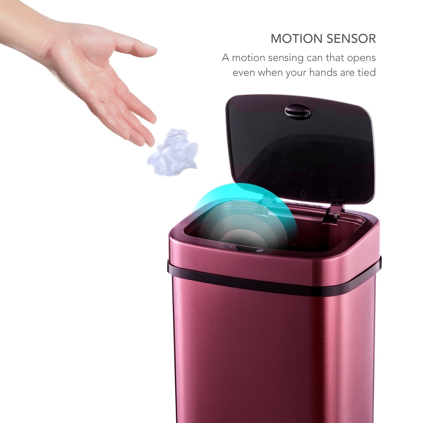 3-Gallon Motion Sensor Touchless Stainless Steel Trash Can in Burgundy Copper LuxuryLifeWay Online Store