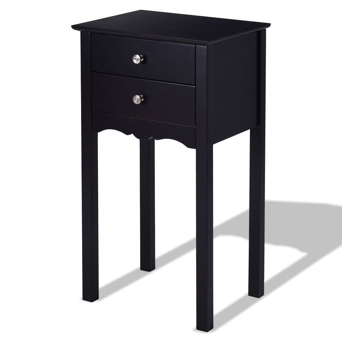 Elegant 2-Drawer End Table Nightstand Side Table in Black Wood Finish LuxuryLifeWay Online Store