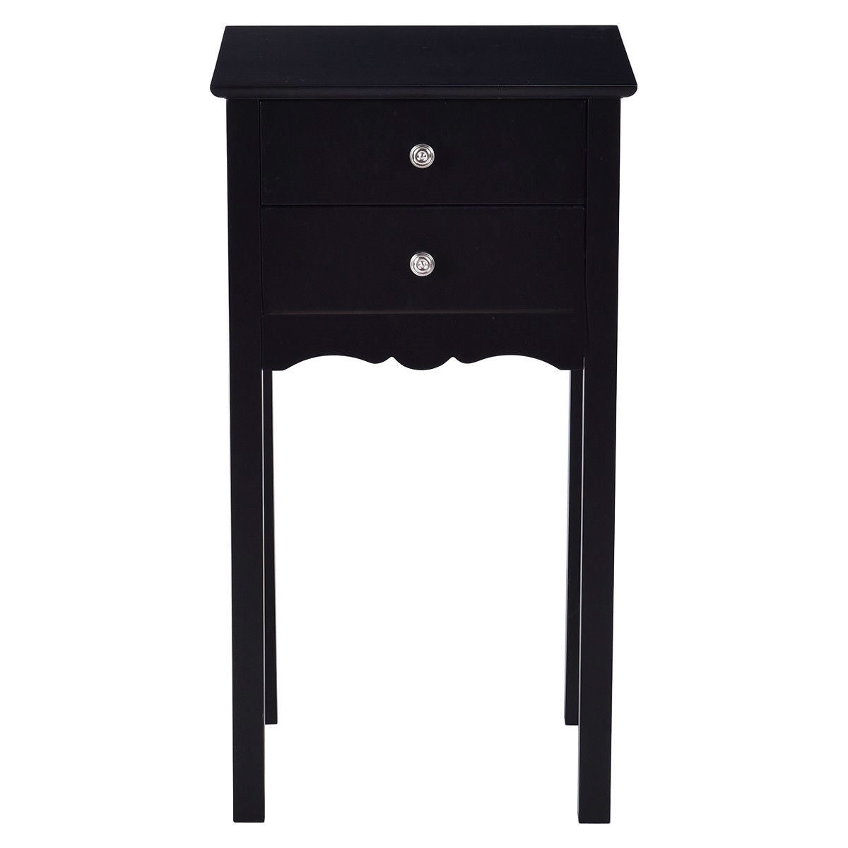 Elegant 2-Drawer End Table Nightstand Side Table in Black Wood Finish LuxuryLifeWay Online Store
