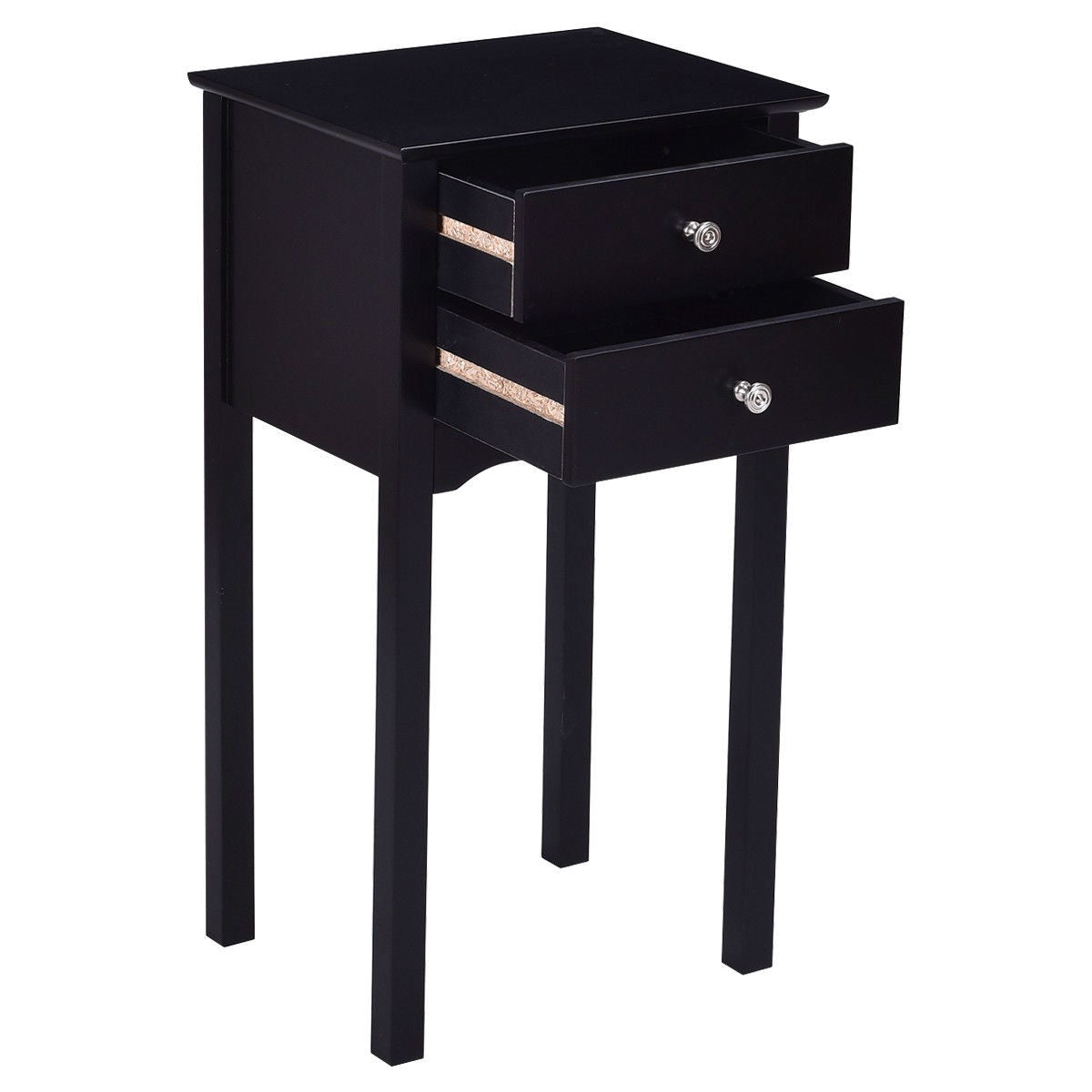 Elegant 2-Drawer End Table Nightstand Side Table in Black Wood Finish LuxuryLifeWay Online Store