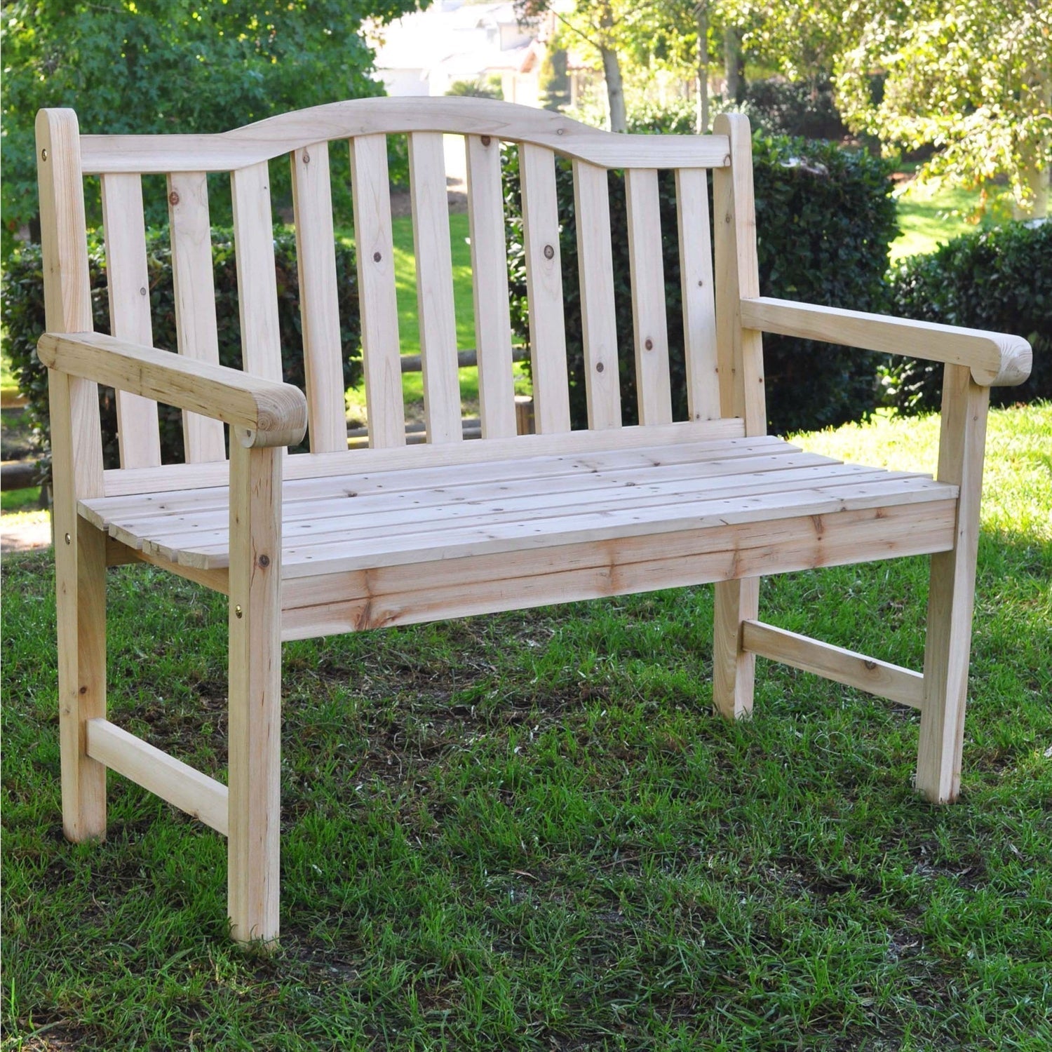 Outdoor Cedar Wood Garden Bench in Natural with 475lbs. Weight Limit LuxuryLifeWay Online Store