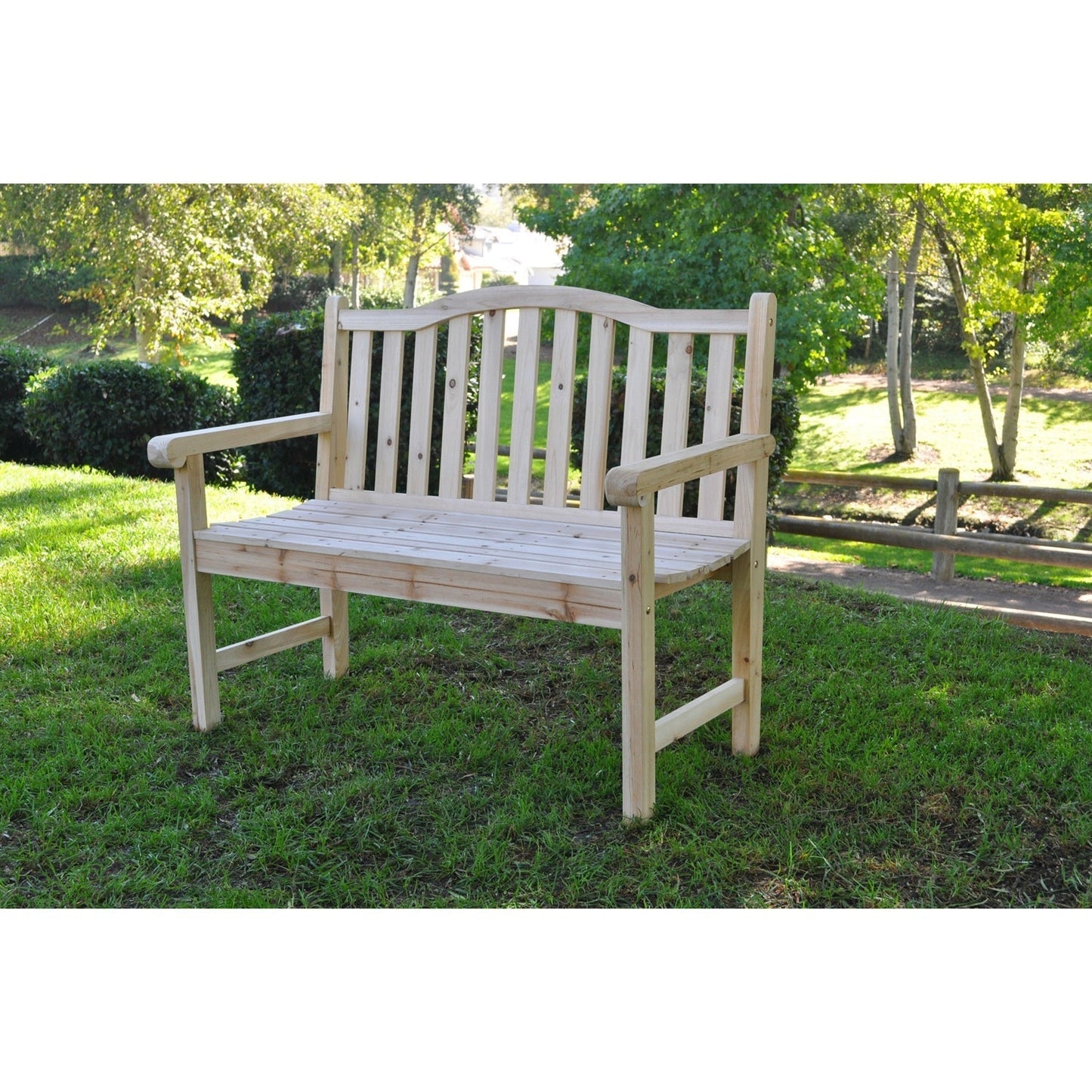 Outdoor Cedar Wood Garden Bench in Natural with 475lbs. Weight Limit LuxuryLifeWay Online Store