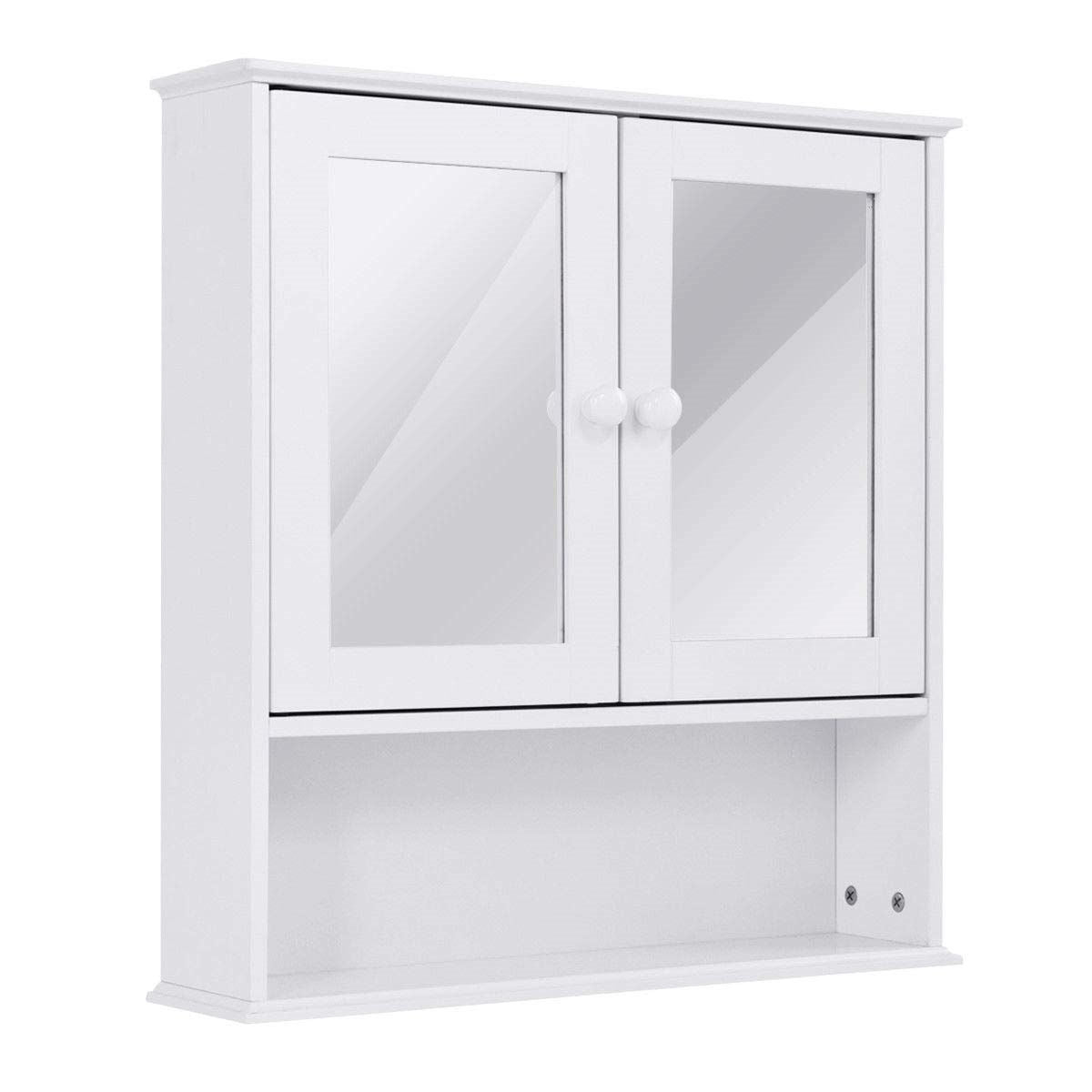 Simple Bathroom Mirror Wall Cabinet in White Wood Finish 23 x 22 inch LuxuryLifeWay Online Store