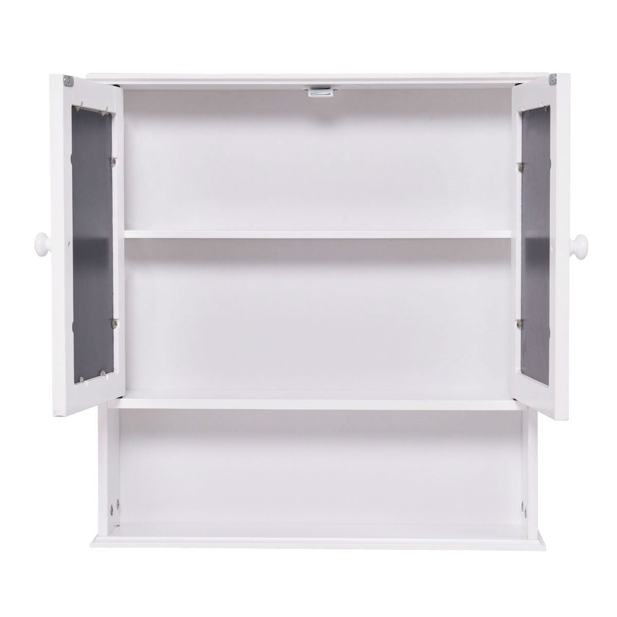 Simple Bathroom Mirror Wall Cabinet in White Wood Finish 23 x 22 inch LuxuryLifeWay Online Store