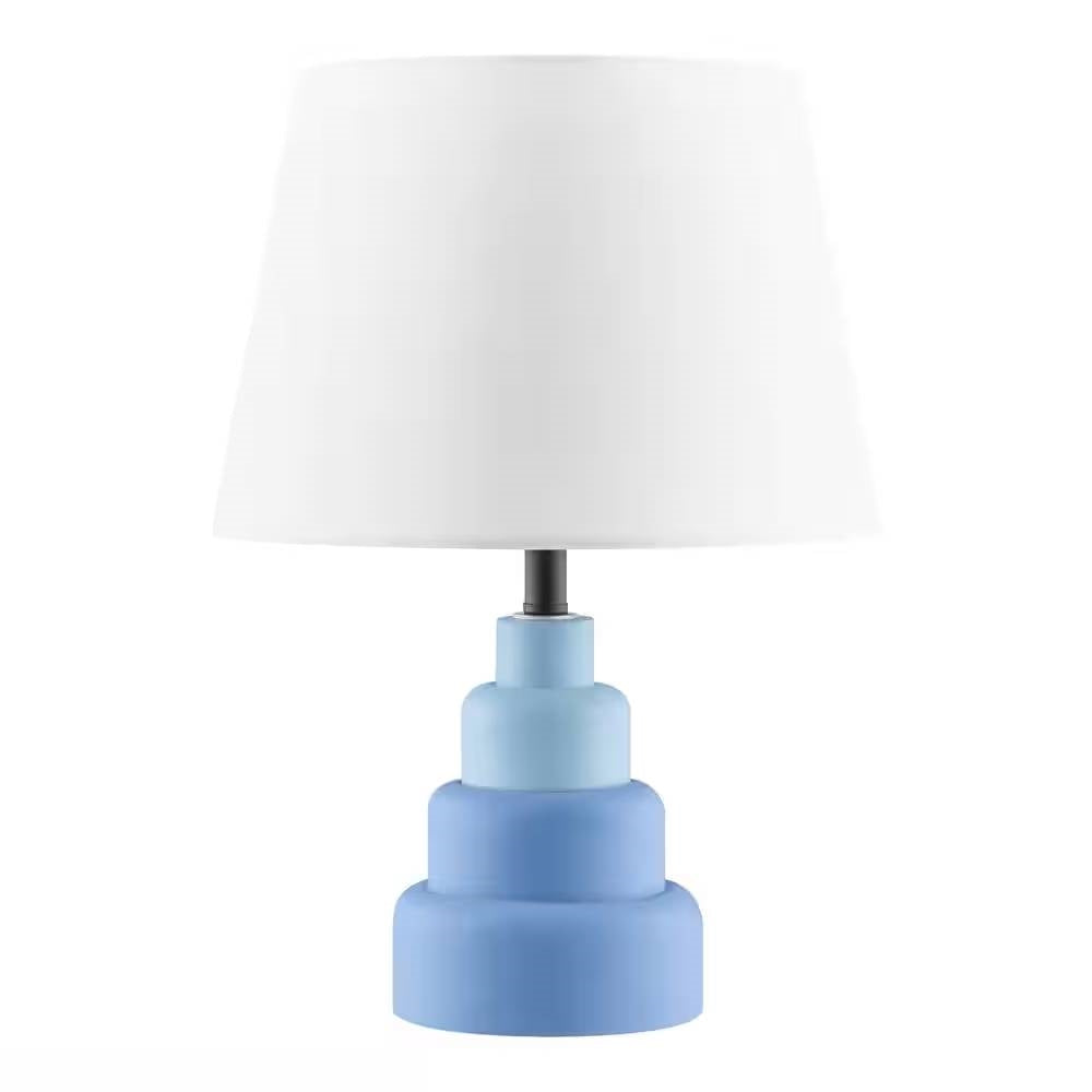 Small Blue Desk Light Table Lamp with White Fabric Shade for Bedside Nightstand LuxuryLifeWay Online Store