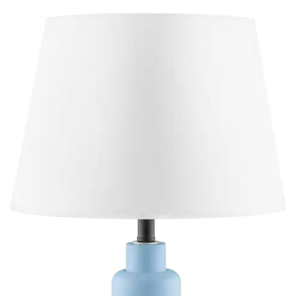 Small Blue Desk Light Table Lamp with White Fabric Shade for Bedside Nightstand LuxuryLifeWay Online Store