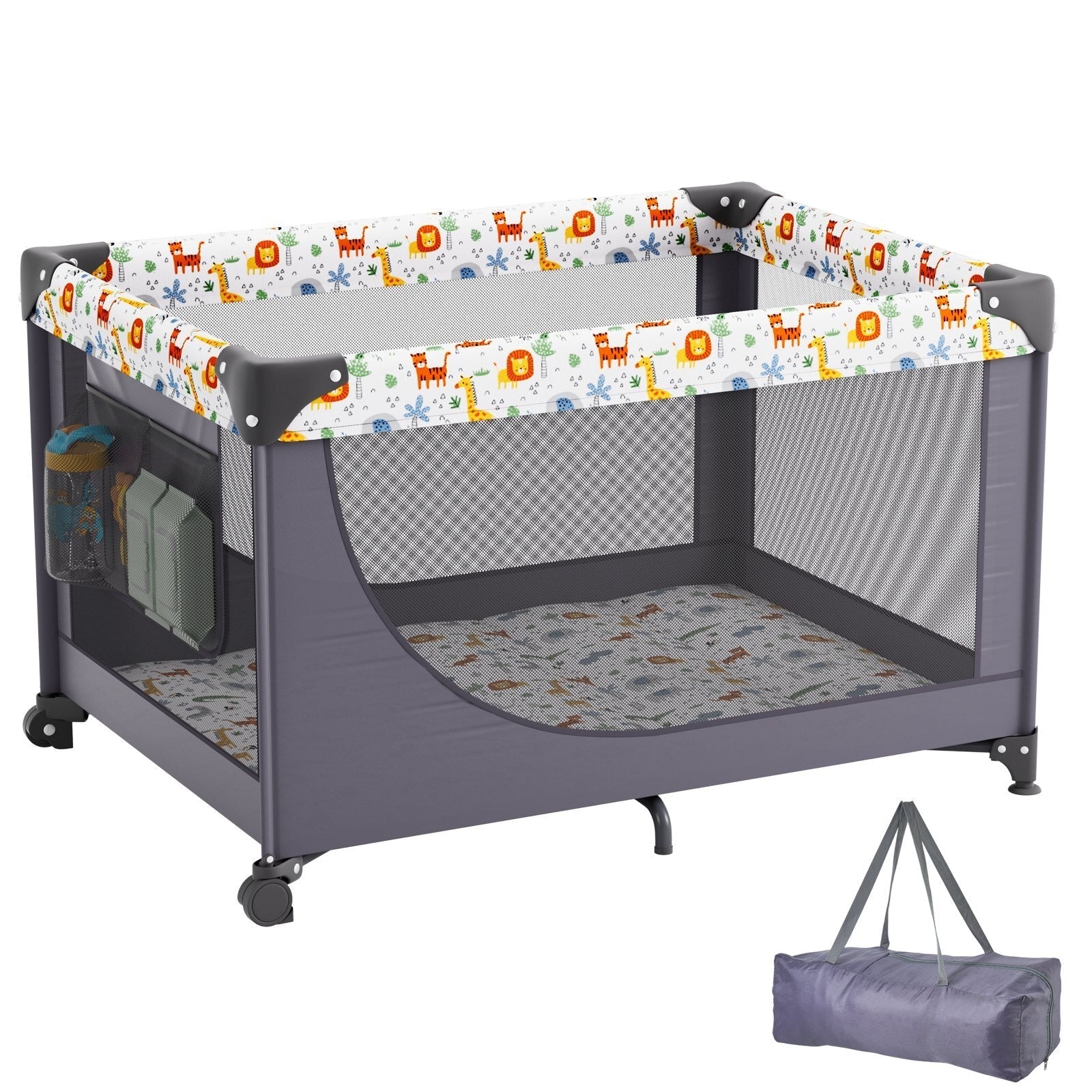Baby Playpen Travel Crib, Quick-Folding Playpen for Baby & Toddler, Portable Baby Fence Play Yard with Wheels, Breathable Mesh & Travel Bag, Indoor/Outdoor Kids Activity Center for 0-36 Months LuxuryLifeWay Online Store