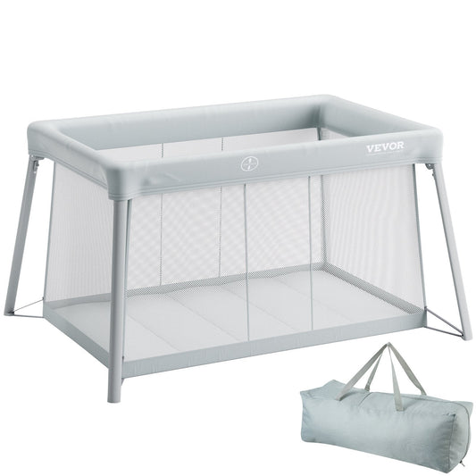 Baby Travel Crib and Play Yard, Folding Baby Playpen with Soft Mattress Pad, Portable Toddlers Crib with Breathable Mesh and Travel Bag, Indoor/Outdoor Kid Activity Center for 0-36 Months Babies LuxuryLifeWay Online Store