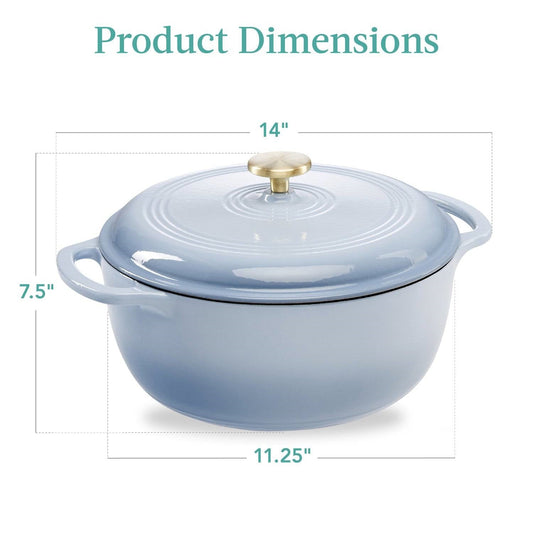 6 Quart Large Baby Blue Enamel Cast-Iron Dutch Oven Kitchen Cookware LuxuryLifeWay Online Store