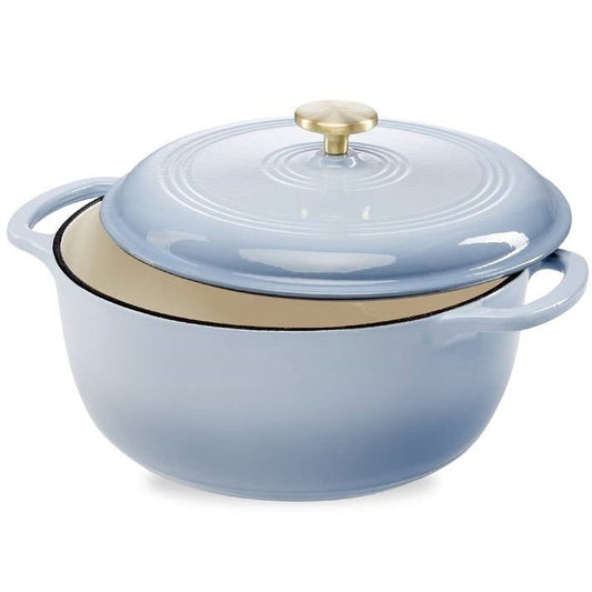 6 Quart Large Baby Blue Enamel Cast-Iron Dutch Oven Kitchen Cookware LuxuryLifeWay Online Store