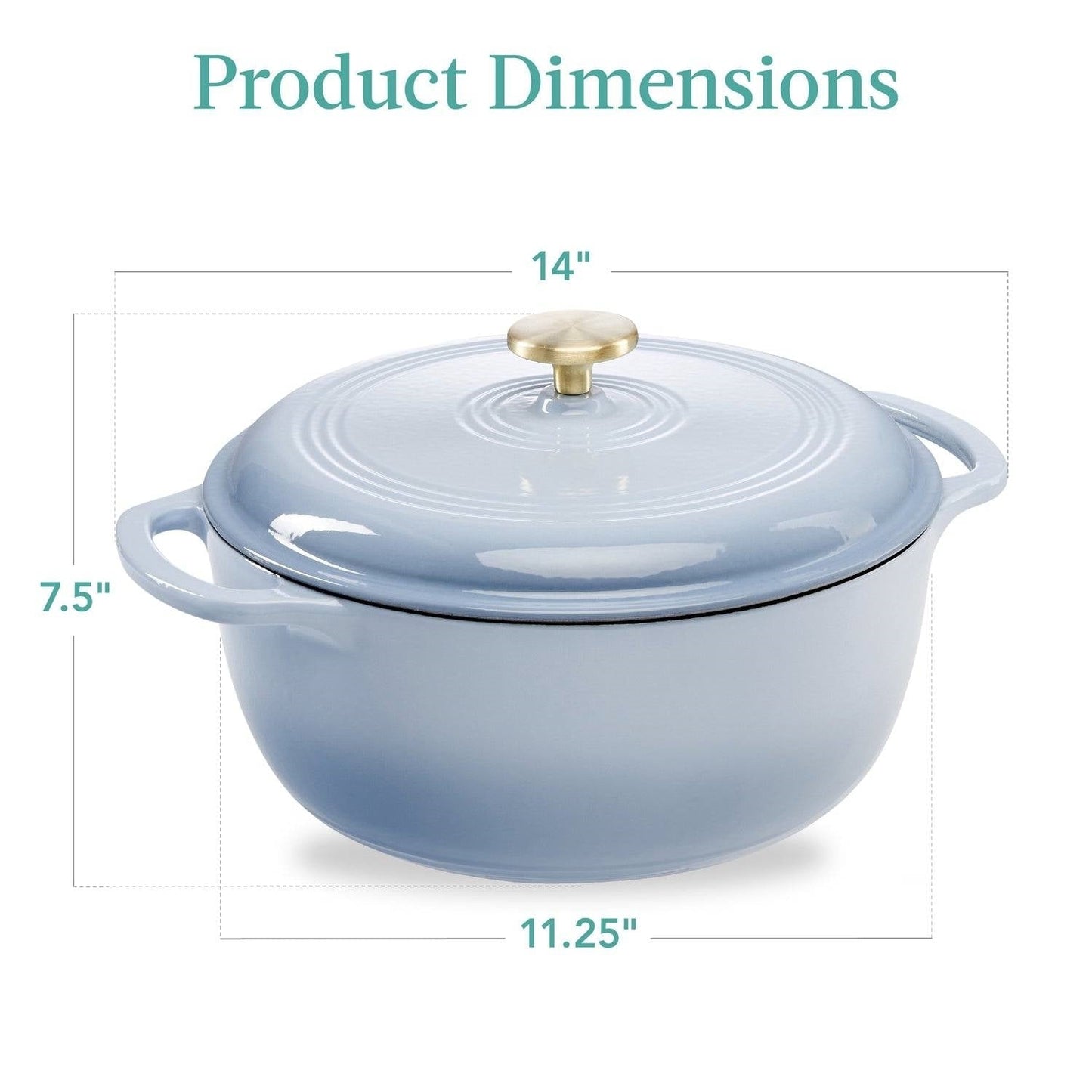 6 Quart Large Baby Blue Enamel Cast-Iron Dutch Oven Kitchen Cookware LuxuryLifeWay Online Store