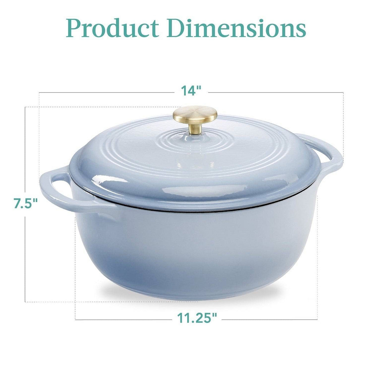 6 Quart Large Baby Blue Enamel Cast-Iron Dutch Oven Kitchen Cookware LuxuryLifeWay Online Store