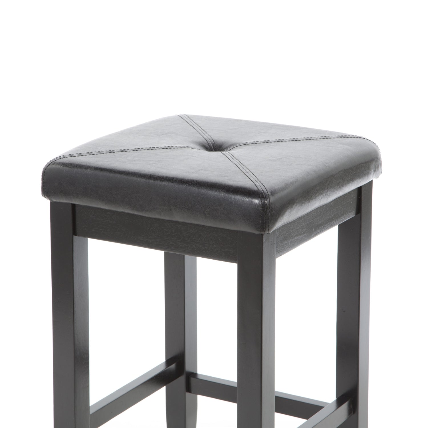 Set of 2 - Black 24-inch Backless Barstools with Faux Leather Seat LuxuryLifeWay Online Store