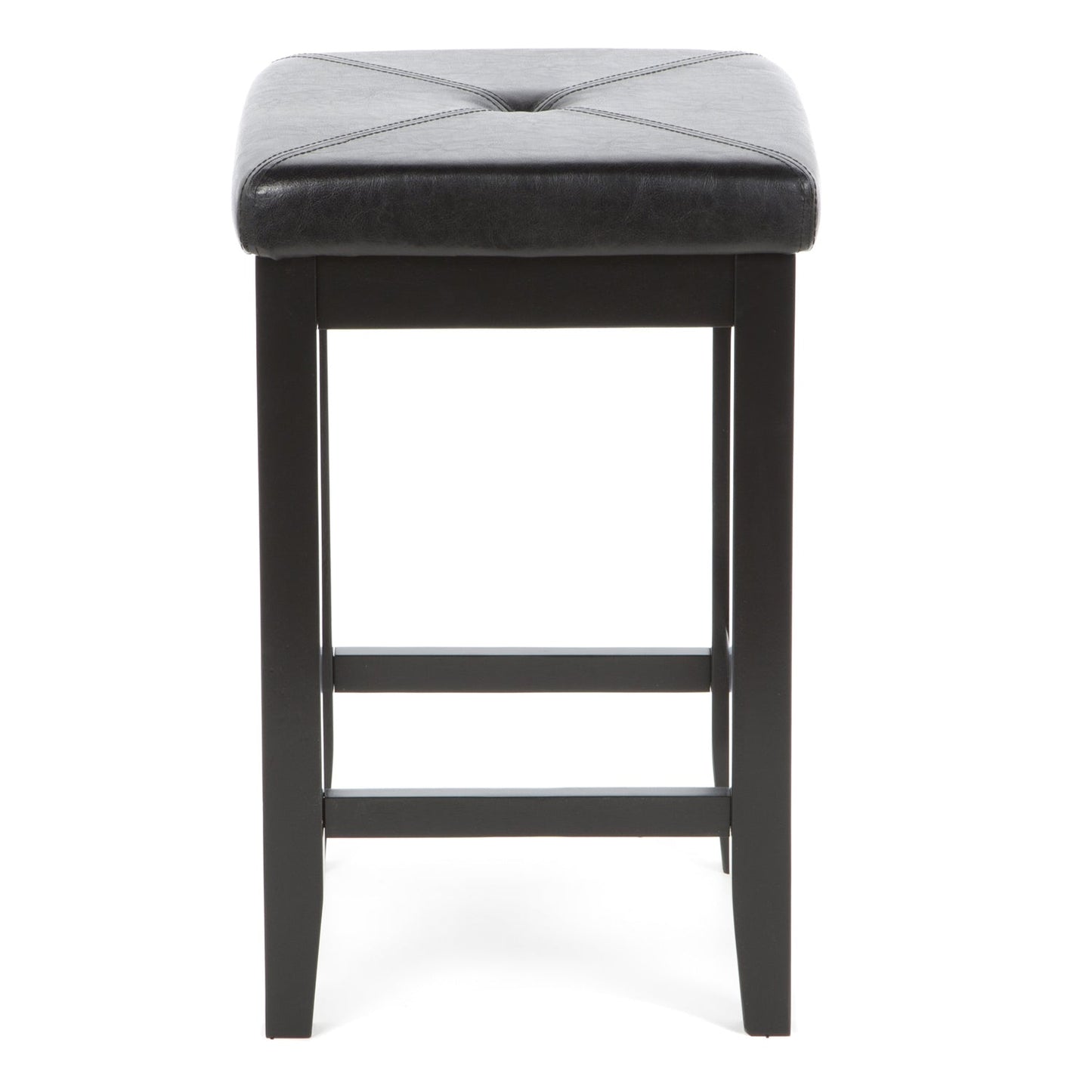 Set of 2 - Black 24-inch Backless Barstools with Faux Leather Seat LuxuryLifeWay Online Store