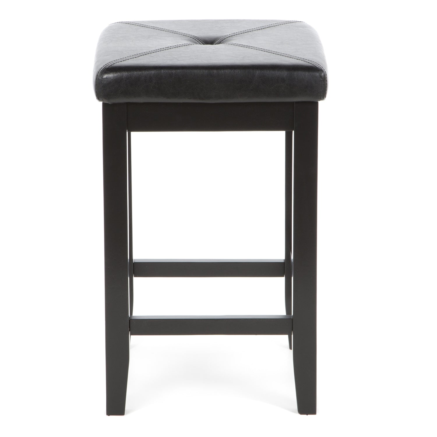Set of 2 - Black 24-inch Backless Barstools with Faux Leather Seat LuxuryLifeWay Online Store