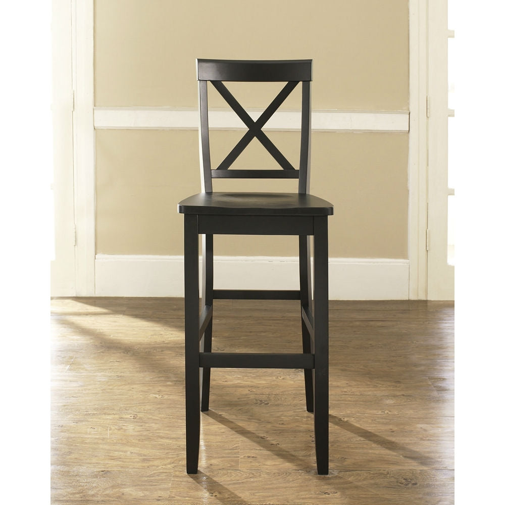 Set of 2 - X-Back Solid Wood 30-inch Barstools in Black Finish LuxuryLifeWay Online Store