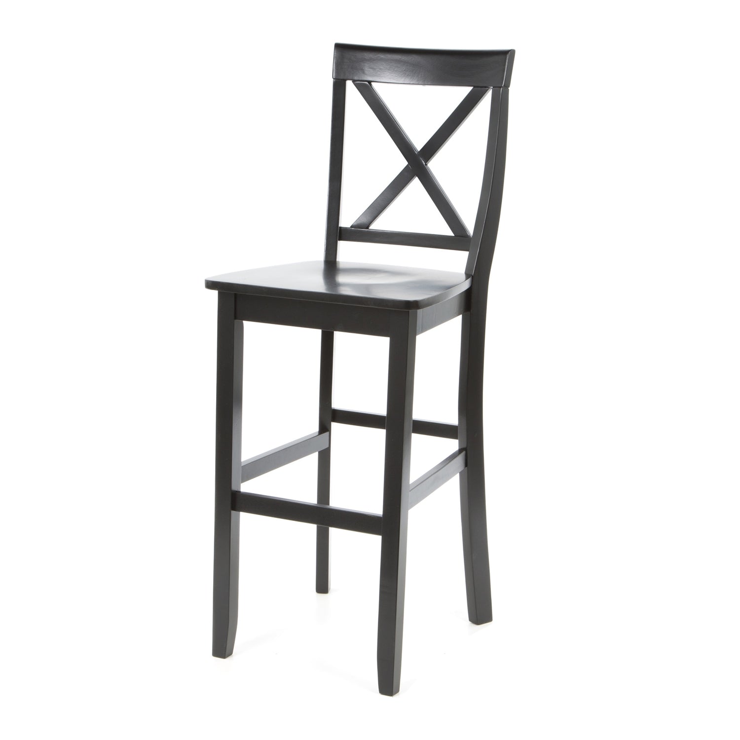 Set of 2 - X-Back Solid Wood 30-inch Barstools in Black Finish LuxuryLifeWay Online Store