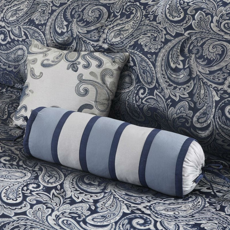 California King 12-piece Reversible Microfiber Comforter Set Navy Blue White LuxuryLifeWay Online Store