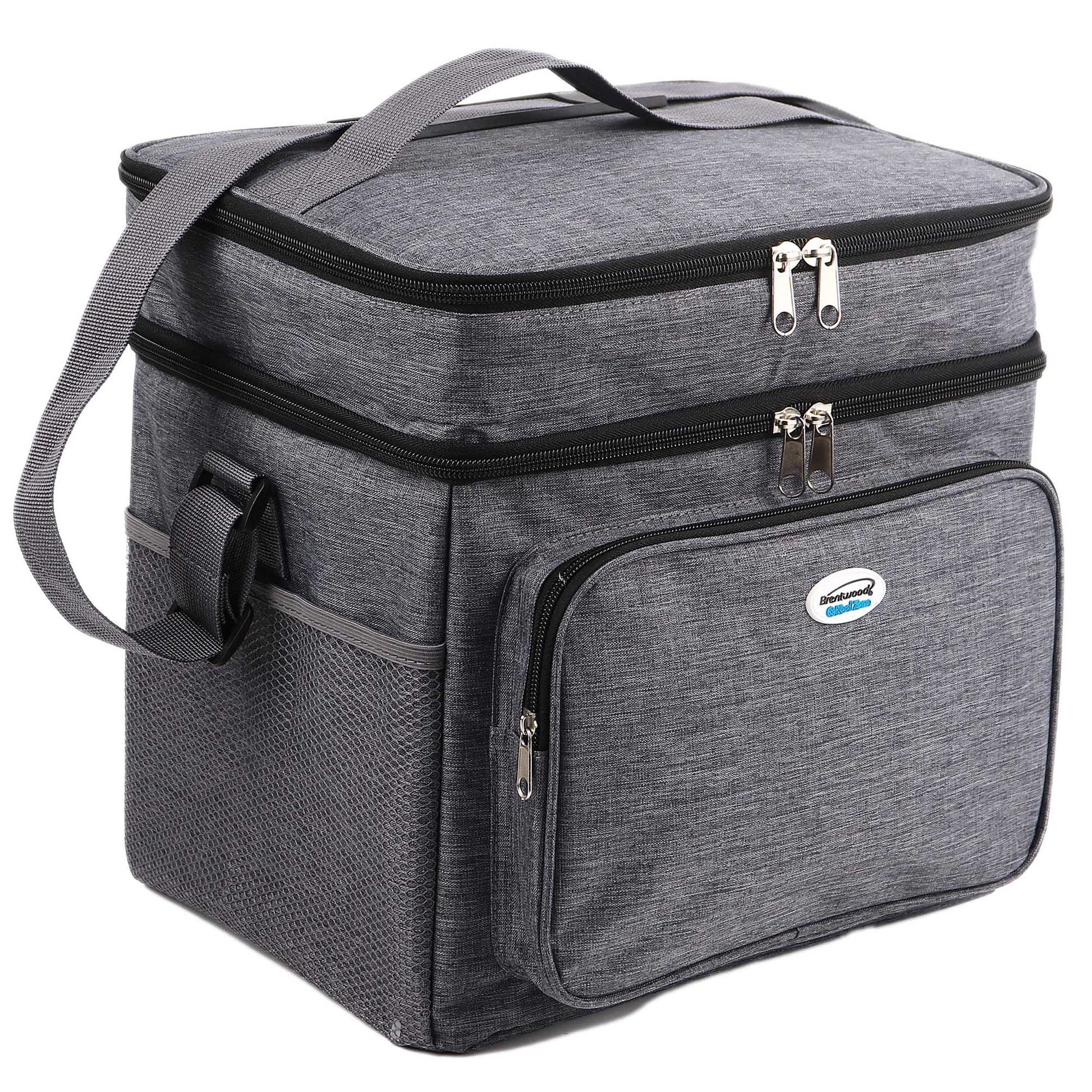 Brentwood Kool Zone 24-Can Insulated Cooler Bag in Gray with Hard Liner LuxuryLifeWay Online Store