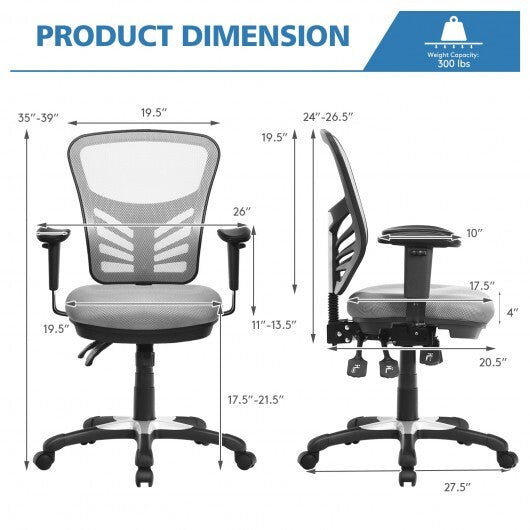 Ergonomic Mesh Office Chair with Adjustable Back Height and Armrests-Black