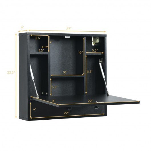 Wall-Mount Floating Desk Foldable Space Saving Laptop Workstation White LuxuryLifeWay Online Store