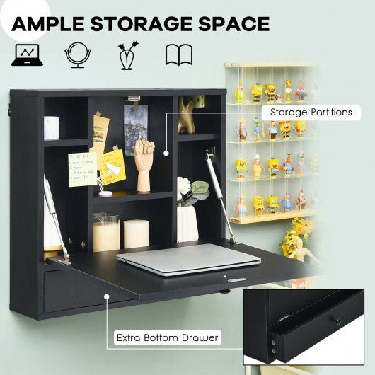 Wall-Mount Floating Desk Foldable Space Saving Laptop Workstation White LuxuryLifeWay Online Store