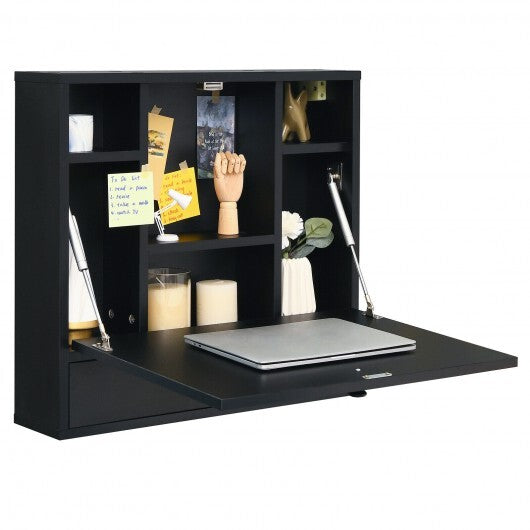 Wall-Mount Floating Desk Foldable Space Saving Laptop Workstation White LuxuryLifeWay Online Store