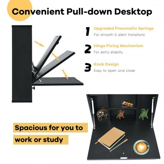Wall-Mount Floating Desk Foldable Space Saving Laptop Workstation White LuxuryLifeWay Online Store