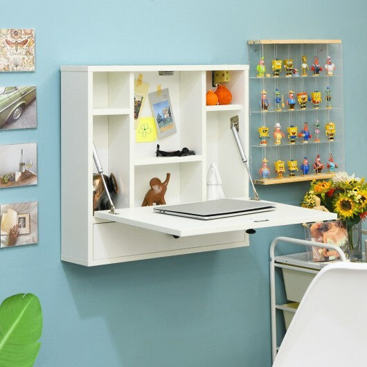 Wall-Mount Floating Desk Foldable Space Saving Laptop Workstation White LuxuryLifeWay Online Store