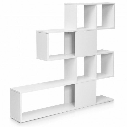 5-Tier Bookshelf Corner Ladder Bookcase with Storage Rack-Black & White