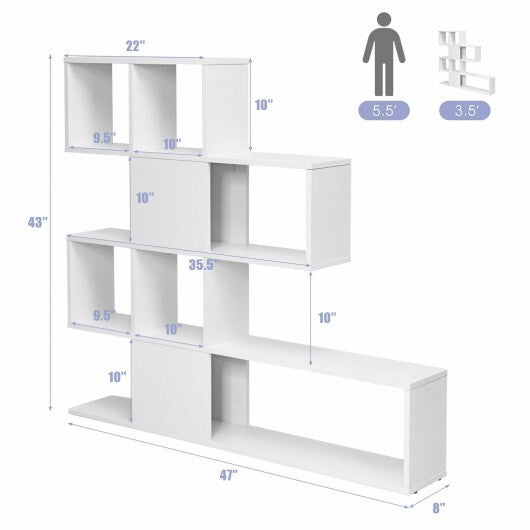 5-Tier Bookshelf Corner Ladder Bookcase with Storage Rack-Black & White