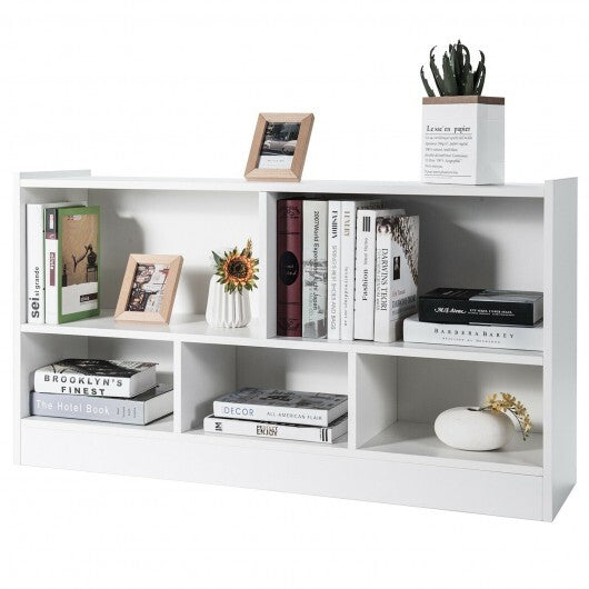 Kids 2-Shelf Bookcase 5-Cube Wood Toy Storage Cabinet Organizer-White LuxuryLifeWay Online Store