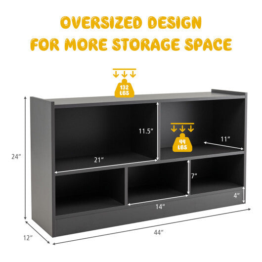 Kids 2-Shelf Bookcase 5-Cube Wood Toy Storage Cabinet Organizer-Gray - Color: Gray LuxuryLifeWay Online Store